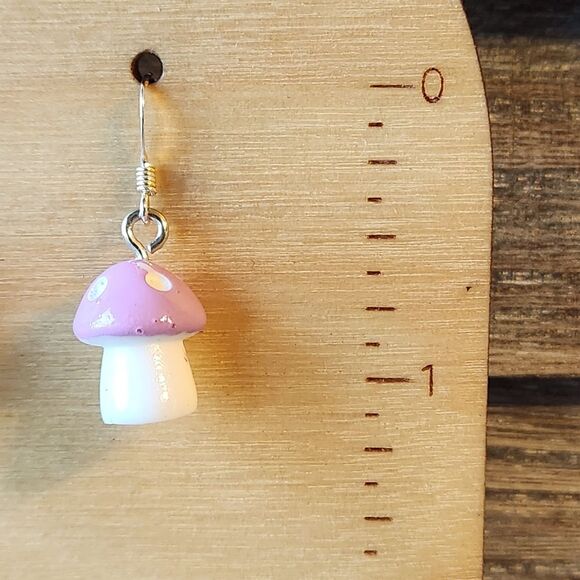 Mushroom Earrings on Sterling Silver French Earwires Nature Fungi - Picture 3 of 6